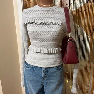 Ella Moss Pointelle Knit Ruffle Top – Size S – Cottagecore